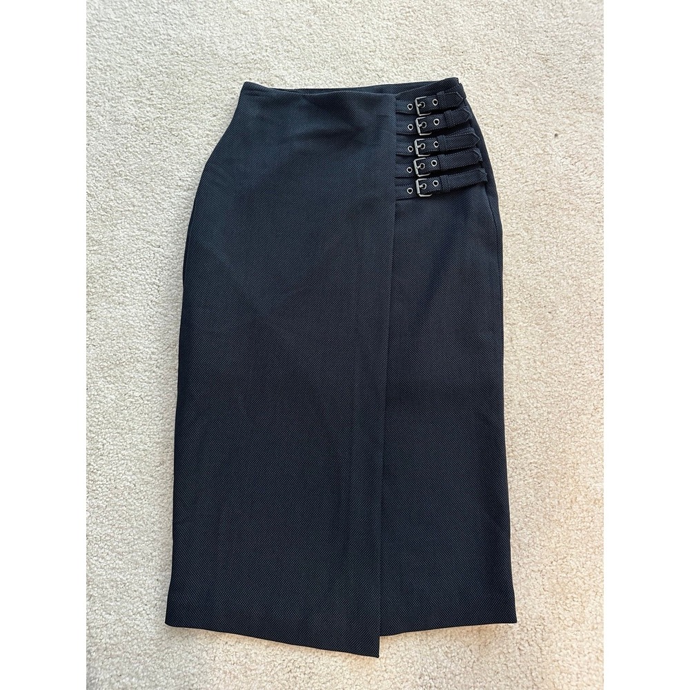 Worthington Black Pencil Skirt with Side Buckle Detail